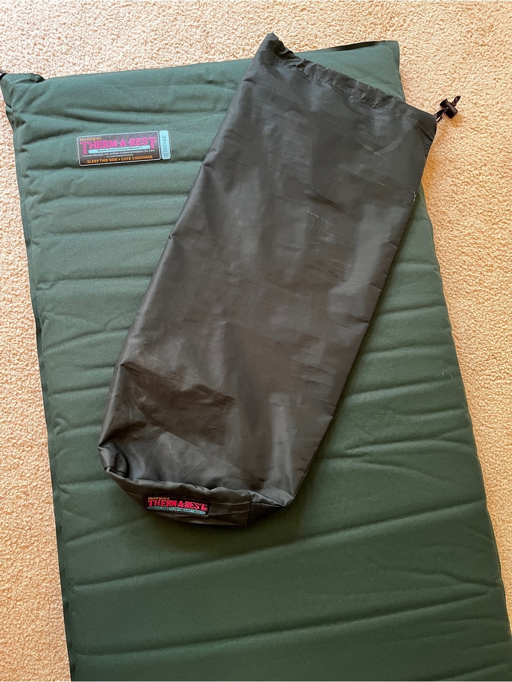 Therm-A-Rest self-inflating camping mattress with stuff sack
